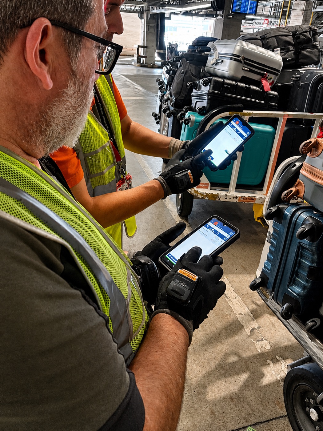 Handheld device running the BRS app on the ramp